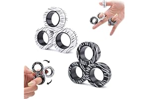 Cevioce 6 PCS Magnetic Rings Fidget Toys Set for Teens,ADHD Anxiety Magnetic Finger Spinner for Adults and Kids,Coolest Magnet Stress Relief Toy for 8 9 10 11 12+ Year Old Boys Girls