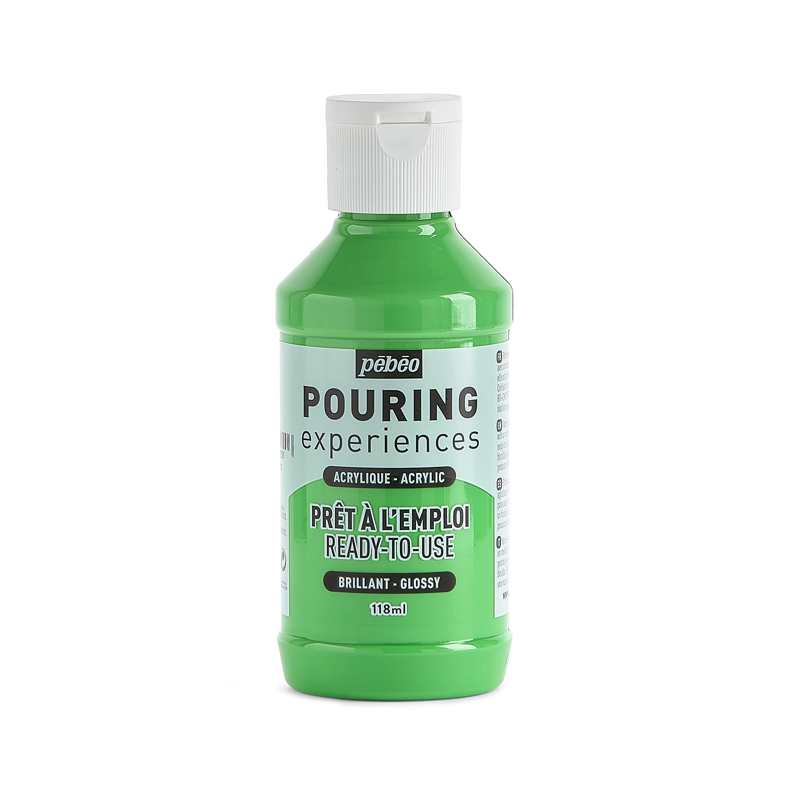 PEBEO Pouring Experiences-Ready-to-Use Premixed Acrylic Paint-Ideal for Fluid Art, Light Green, 118 ml (Pack of 1)