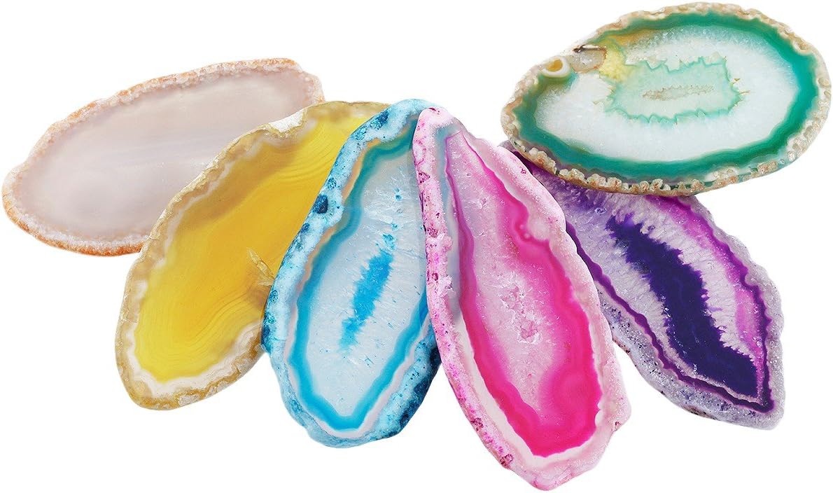 rockcloud 10 Pcs Agate Light Table Slices, Healing Crystals Geode Stones,Irregular Home Decoration Jewelry Making,Multi Color: Home & Kitchen