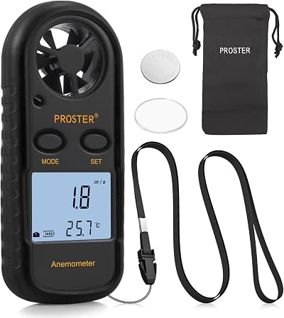 Proster Digital Anemometer Wind Speed Meter with Backlight Thermometer