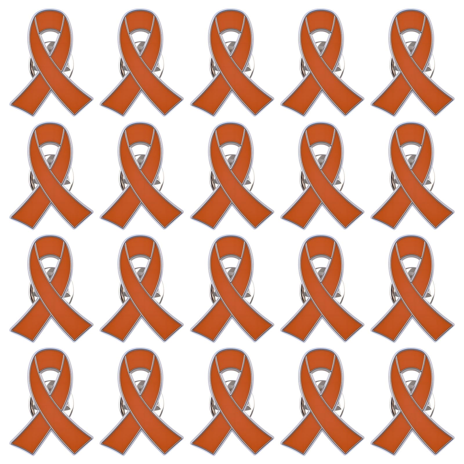 WANDIC Orange Ribbon Pin, 20 Pcs Orange Ribbon Brooches Hope Enamel Jewelry Pins, Leukemia Awareness Kidney Cancer Multiple Sclerosis Gun Violence Awareness Brooches โ image 1
