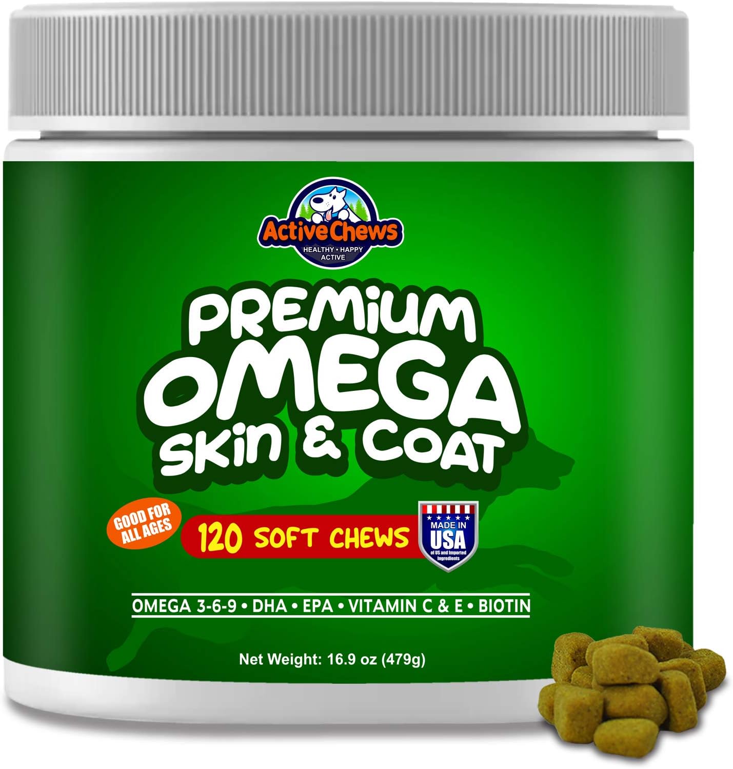 Pure Omega Fish Oil for Dogs, All Natural Omega 3 for Dogs Skin and
