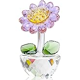 Movdyka Crystal Purple Sunflower Decor Figurine Unique Gifts for Women Mom Birthday Cute Sun Flowers Home Office Table Decor Collectible Crystal Flower Glass Paperweight