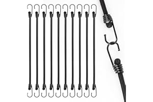 KINZOMOR 24 Inch Bungee Cord with Hooks-Bungee Cords Hooks Heavy Duty Bungee Tie Down Straps for Camping, Tarps, Tents, Hiking,Hunting,Trucks and Boats (10 Pack)