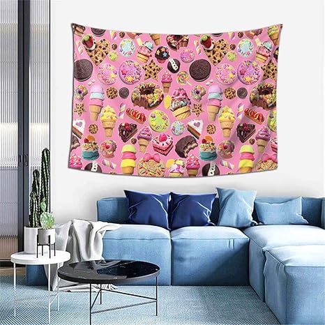 Amazon Co Jp カラフルなドーナツアイスクリーム タペストリー おしゃれ インテリア 多機能壁掛け ファブリック装飾用品 個性ギフト 新居祝い152ｘ102cm ホーム キッチン