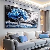 PHAOHUAXM large Wall Art For Living Room Bedroom Wall Decor Black White Scenery And Blue Trees Wall Painting Modern Home Decoration For Room Office Restaurant Canvas Art Prints Home Decor 20x40 In