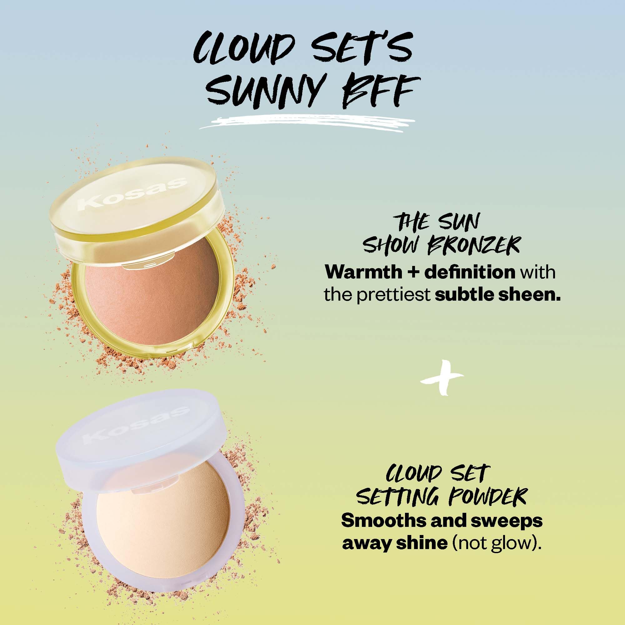 Kosas Sun Show Glowy Warmth Baked Bronzer - Contouring Powder for Cheekbones, Nose & Jawline - Enriched with Concentrated Fatty Acids - Talc-Free, Vegan & Hypoallergenic - Beachy