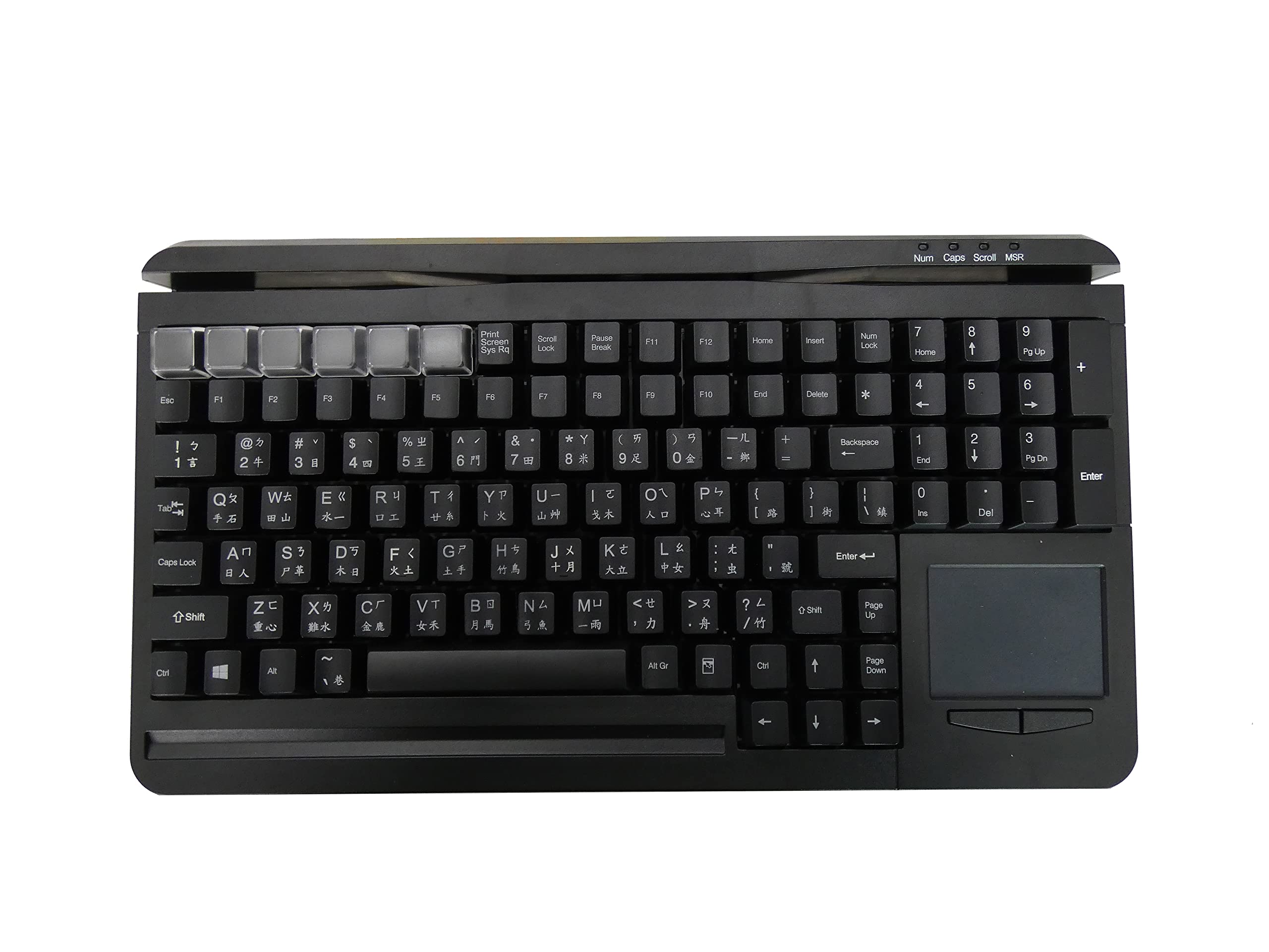 Accuratus S109C CHINESE - USB Compact QWERTY & Programmable POS 109 Key Chinese Layout Keyboard with MSR and Touchpad