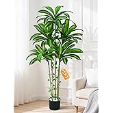 Dolicer 5FT Tall Look Real Artificial Dracaena Tree Indoor with Black Planter, Realistic Artificial Fake Faux Indoor Plants with Natural Trunk and Lifelike Leaves for Home Office Living Room