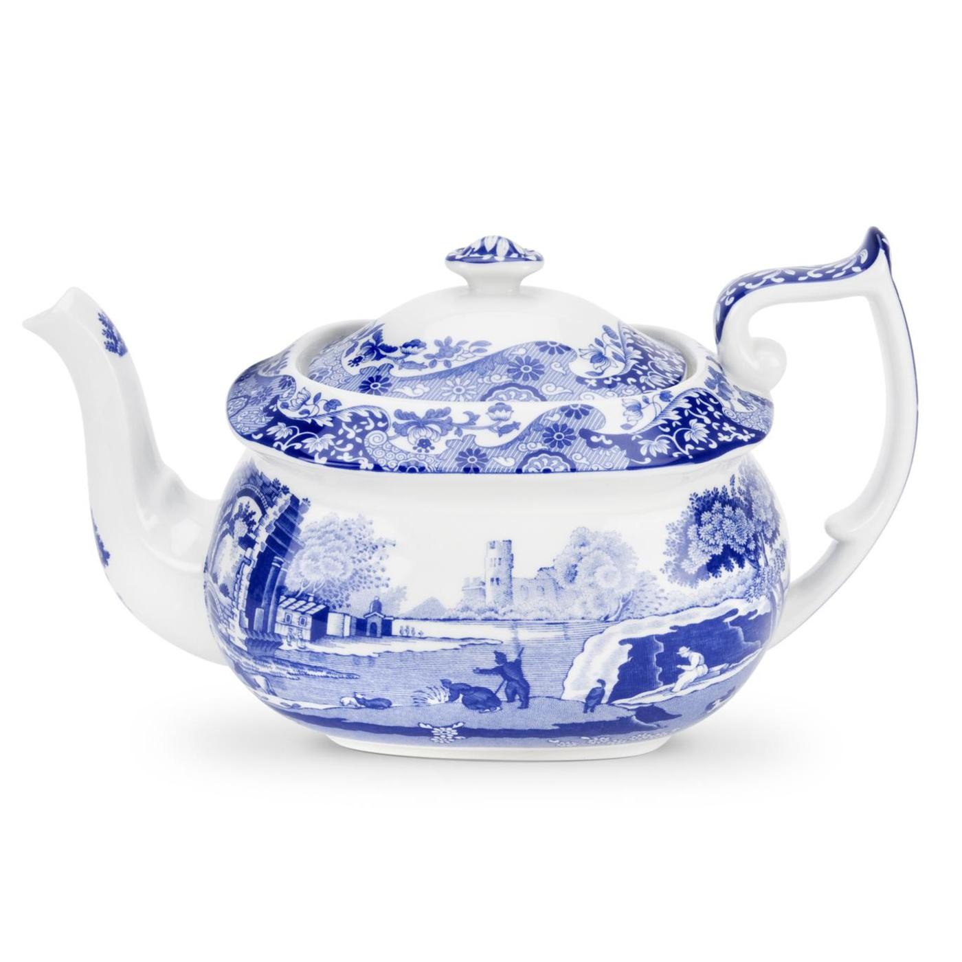 Spode x Blue Italian Signature Teapot - Classic Blue and White English Teapot Featuring The 18th Century Imari Oriental Border, Timeless Tableware Made in England