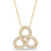 Amazon Essentials Sterling Silver 1/3 Cttw Round White Diamonds knotted Pendant Necklace, 18 inch Rolo Chain