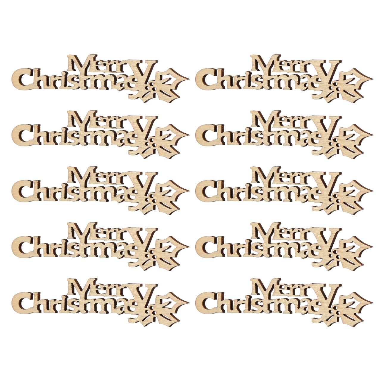 Operitacx 20Pcs Merry Christmas Wooden Letters, Wood Christmas Pattern Merry Cutout Craft Accessories Scrapbooking for Crafts