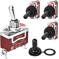 Joinfworld Toggle Switch 12V DC 125V SPST 2 Pin Waterproof Marine Toggle Switch 12 Volt On Off Switch 30A Heavy Duty with Boo