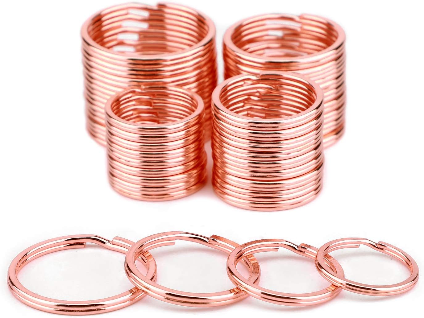 AIEX 40 Pcs 4 Sizes Key Chain Rings Metal Split Key Rings Flat Key Chain Rings for Household Car Keys and Arts Crafts, Rose Gold(0.98inch,1.10inch,1.25inch,1.37inch)