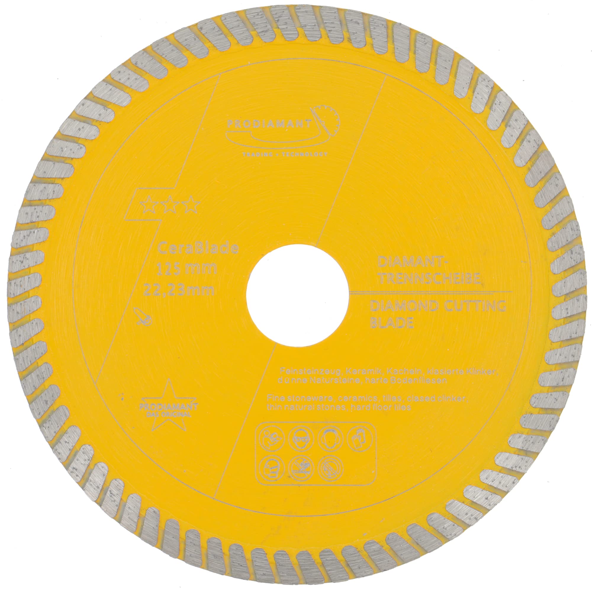 PRODIAMANT diamond cutting disc 125mm x 22.23 Cerablade Ceramic for ceramic and natural stone tiles, porcelain stoneware, hard floor tiles, glazed clinker bricks