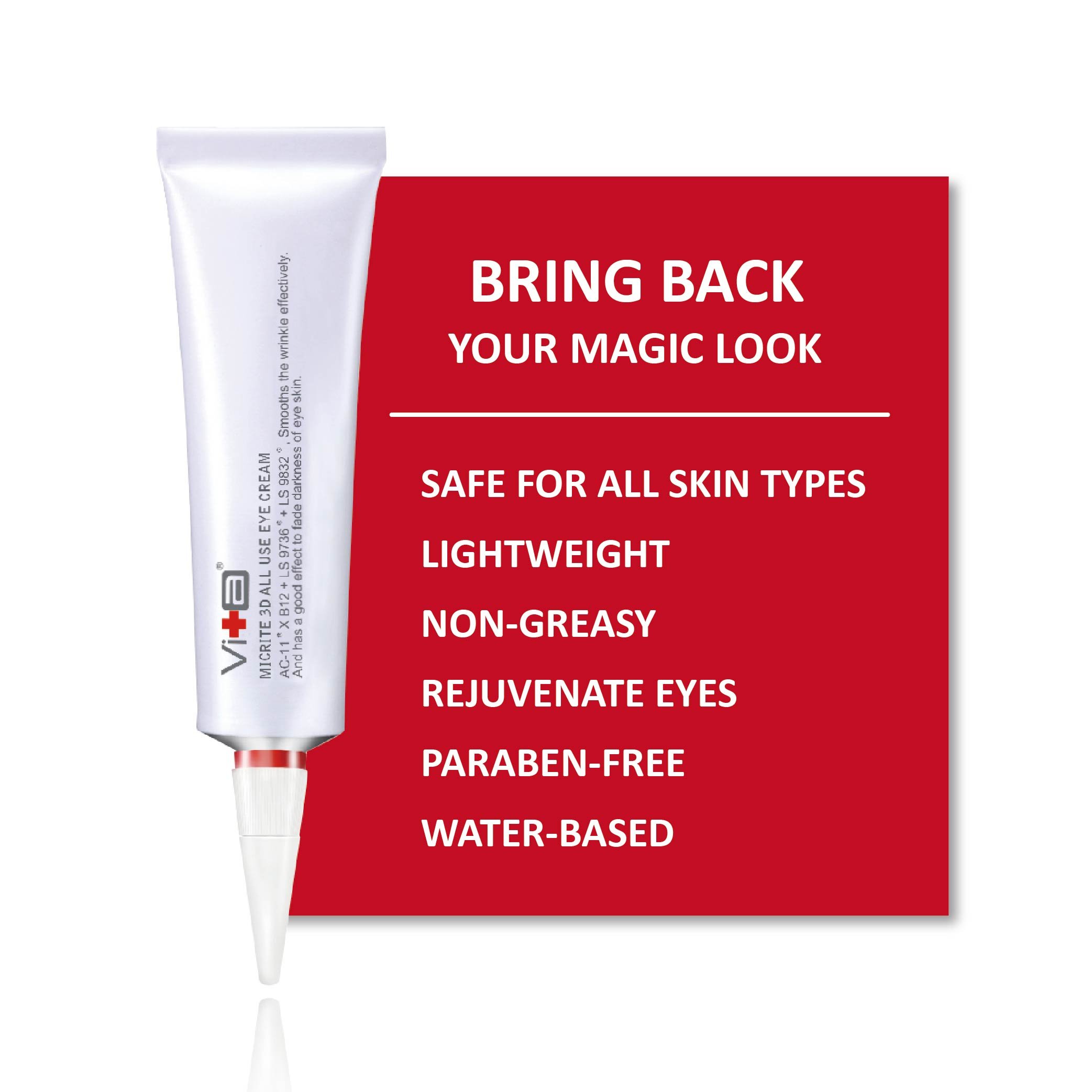 Swissvita Eye Cream for Wrinkles with Hyaluronic Acid & Vitamin B12 - Instant Eye Lift - Eye Treatment for Dark Circles - Reduce Puffiness & Crow’s Feet -Powerful Anti-aging - 0.5o.z./15g