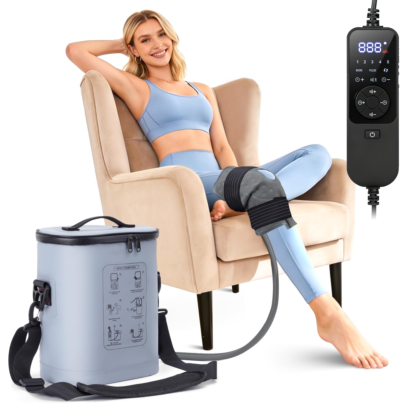 Photo 1 of Cold Therapy Machine, Portable Ice Machine for Knee After Surgery?Programmable Knee Replacement Recovery System, Cryotherapy for Post Surgery Recovery Sports Injuries, Reduce Swelling, Circular Gray