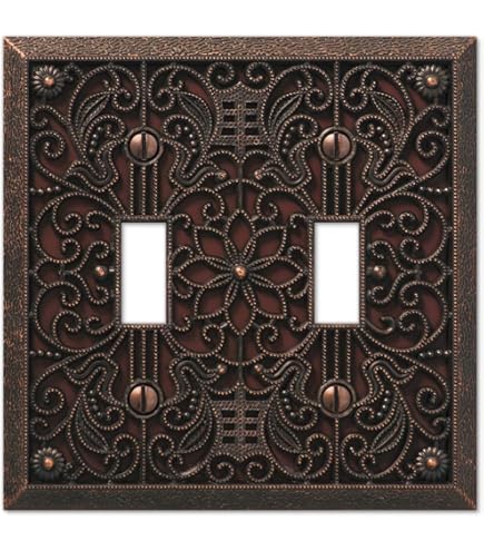Amerelle Filigree Triple Toggle Cast Metal Wallplate in Antique