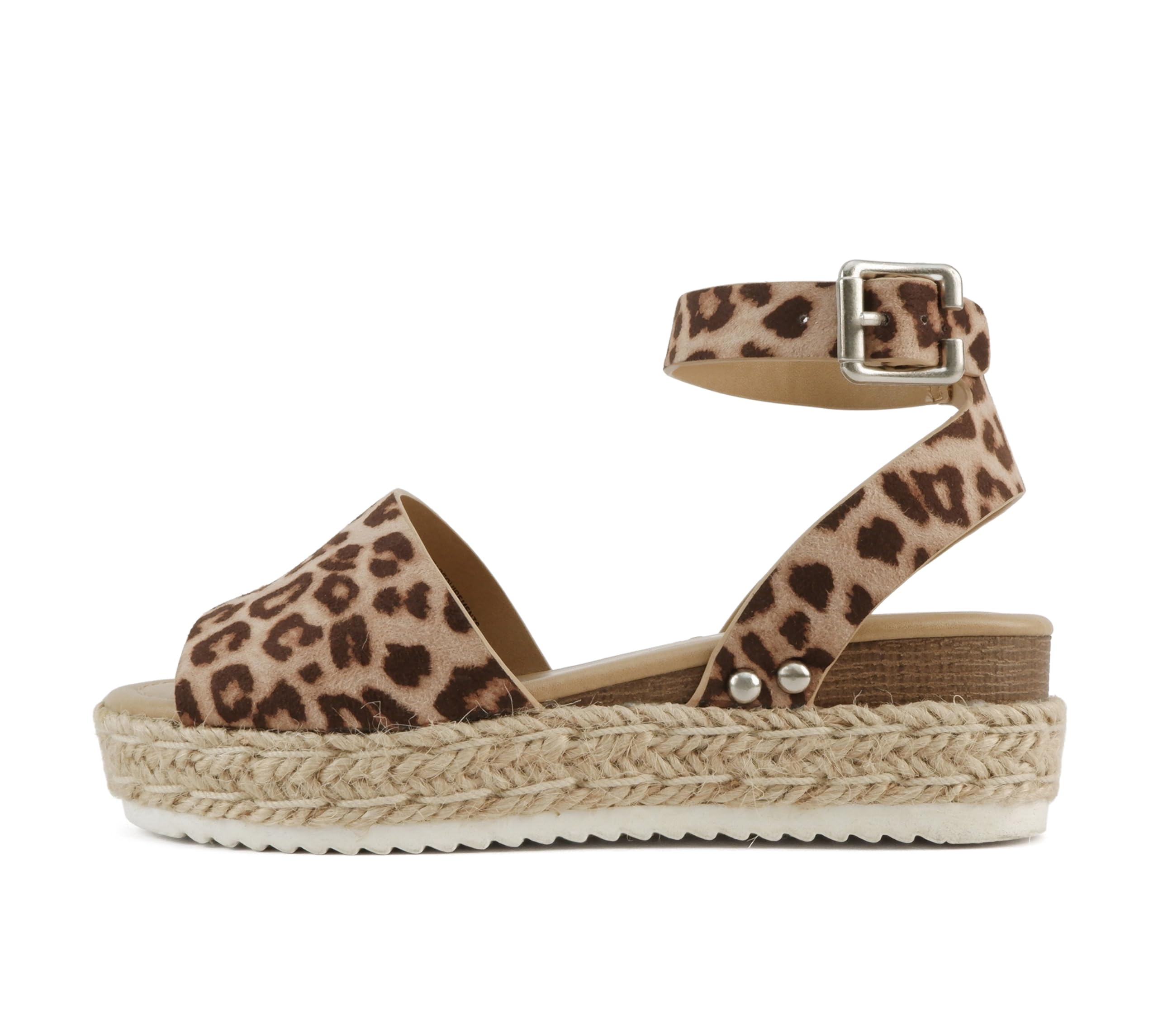Soda Little Kids/Children/Girls Topic-IIS Espadrille Flatform Wedge Open Toe Sandals (Oat Cheetah, LITTLE KID 1) Image