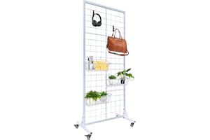 Montex Grid Wall 2.2 Ft x 5.5 Ft Gridwall Panel Floorstanding Retail Display with Wheels (White)
