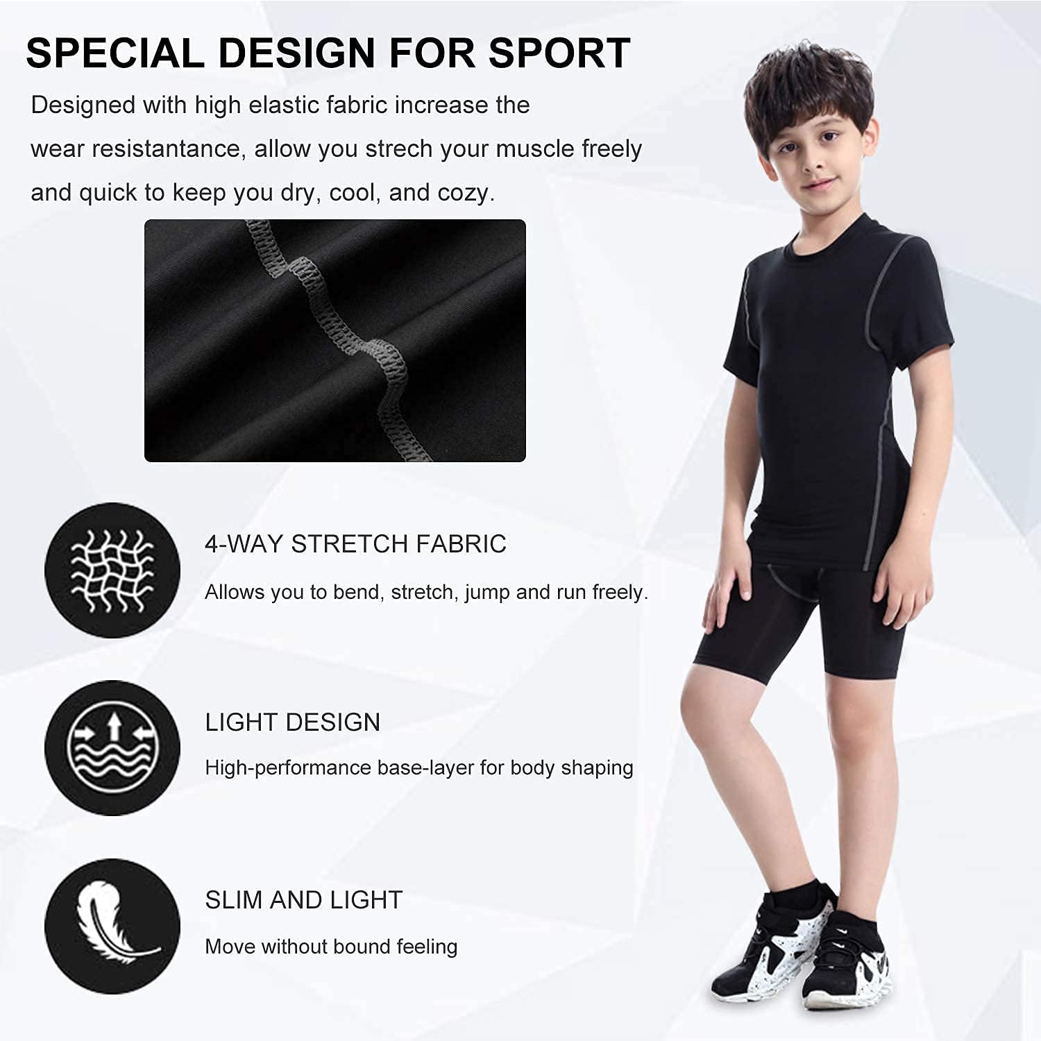 Sanke Youth Boys Soccer Running Shorts Sports Athletic Compression Short Leggings/Tights for Girls: Clothing