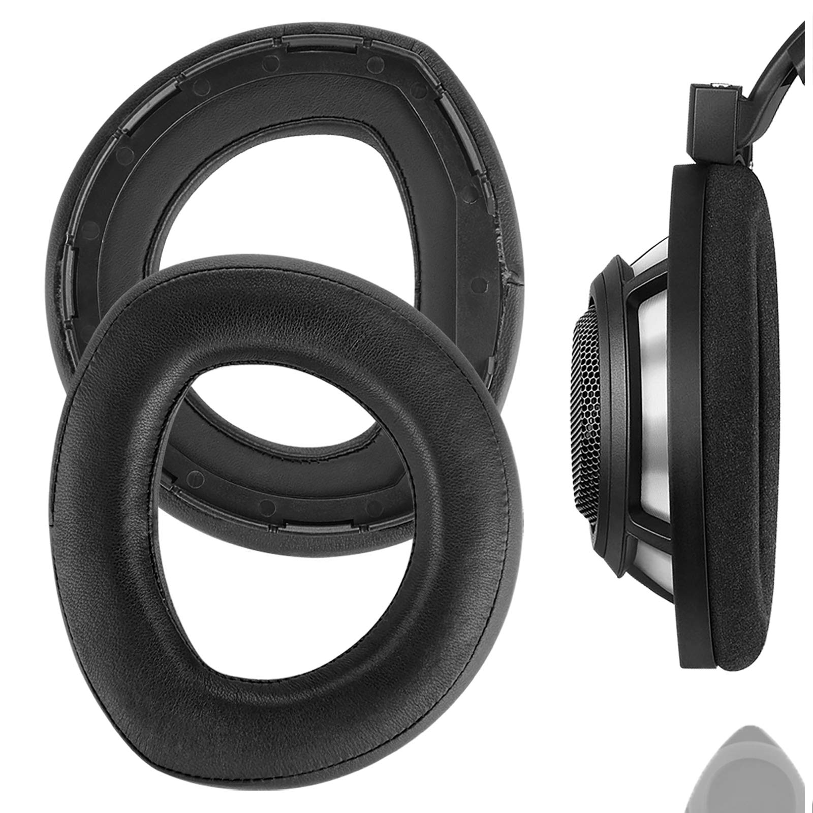 Geekria Elite Sheepskin Replacement Ear Pads Compatible with Sennheiser HD800 Headphones Ear Cushions, Repair Parts (Black)
