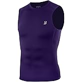 RIKUAOU Compression Shirt Men, Sleeveless Athletic Tank Top Workout Undershirt, Quick Dry Base Layer for Gym Running Training