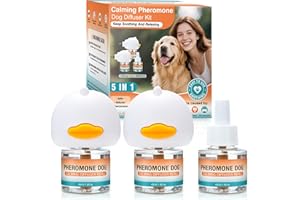 JTEWZX Dog Calming Pheromones Diffuser to Calm Pet 5 In 1 Advanced Kit Appeasing Pheromone Diffuser for Anxiety Relief (2 Plug in+3 Pack 48ml Refill) Reduce Aggression Fighting Barking Stress (Tasteless)