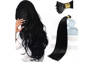Sunny Hair 22inch I Tip Hair Extensions Human Hair Black Itip Human Hair Extensions Easy to Curl Pre Bonded Extensions for Women 50g