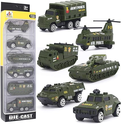 Amazon.com: DESONG - Juego de camiones militares de aleación, mini tamaño de bolsillo, juguete para niños y niños, decoración para tartas, regalo de cumpleaños, 6 unidades: Toys \u0026 Games