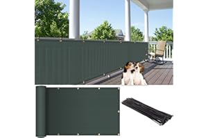 HORTIFAN Balcony Privacy Screen, 3' x10' Screen Fence Cover UV Protection and Weather-Resistant Fabric Shade Cloth for Apartment Deck Patio Porch Outdoor Backyard with Zip Ties, Green