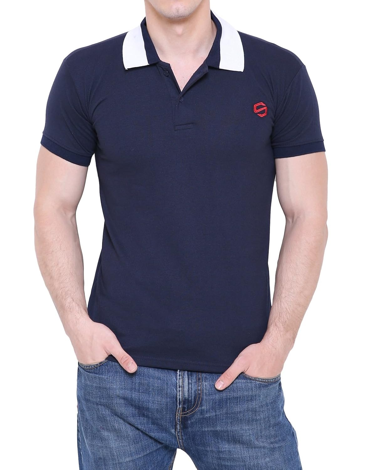 scatchite navy blue stylish matte polo tshirt