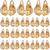 SUNNYCLUE 1 Box 300Pcs Real 18K Gold Plated Bead Tip 304 Stainless Steel Knot Covers Bead Tips Crimp Bead Covers Mini Knot Cover Beads for Jewelry Making Accessories Bracelets Necklaces Supplies