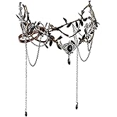 MOSTORY Woodland Elf Crown for Women - Medieval Elf Headpiece with Tassel for Renaissance Renfaire Fae Cosplay Viking Outfit