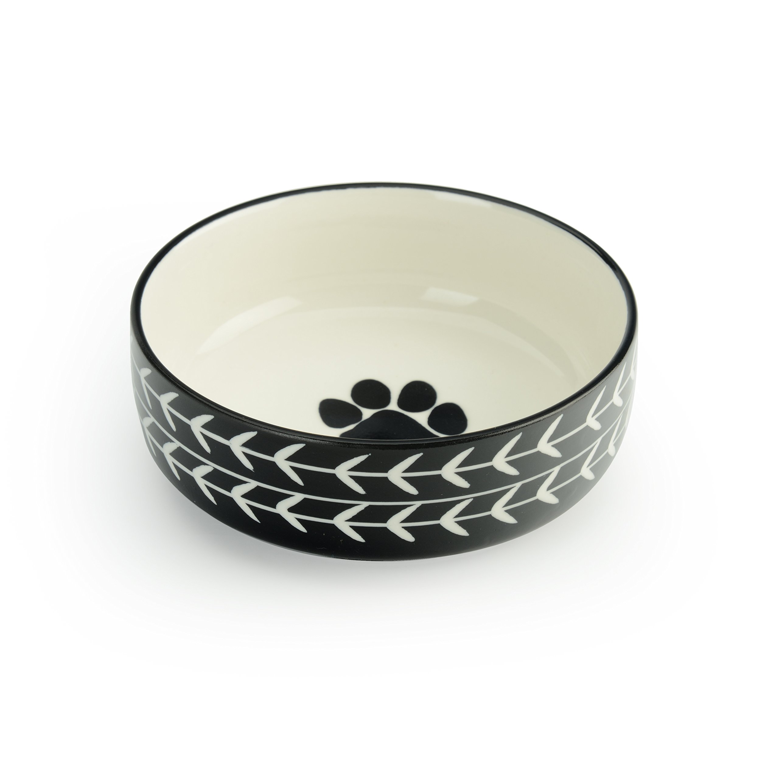 Signature Housewares Glazed Stoneware Pet Bowls (Black Arrow, Extra Small)