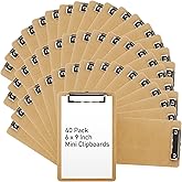 YAYODS 40 Pack Mini Clipboard 6 x 9 Clipboards Bulk, A5 Wood Clipboard Small Clipboards with Low Profile Clip, Memo Size Clip Boards for Home, Office, Classroom Supplies