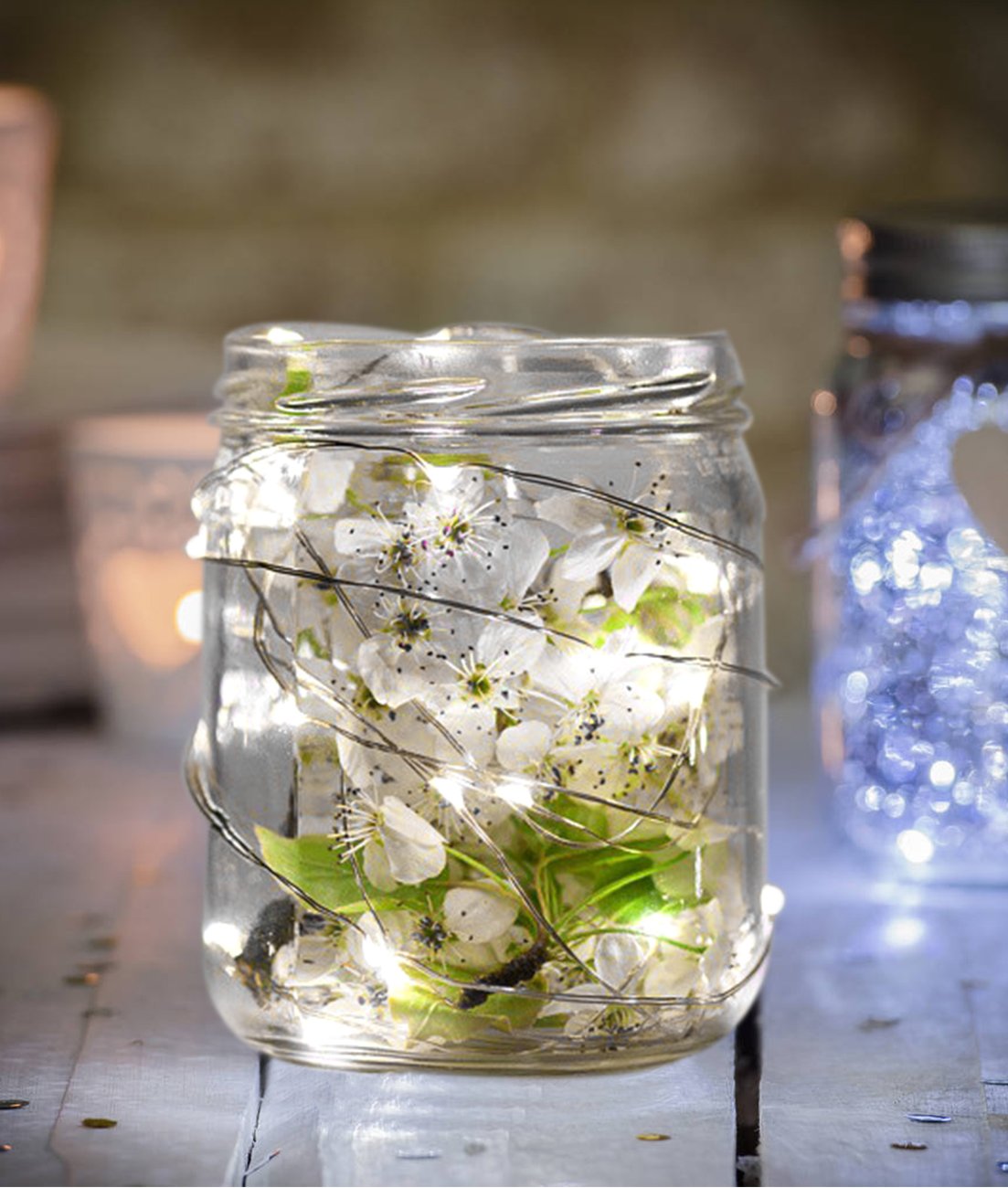 White Mini Micro LED String Lights Battery Wire Powered Operated Crafts