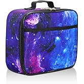 Fenrici Galaxy Lunch Box for Boys, Girls, Kids Insulated Lunch Bag, Perfect for Preschool, K-6, Soft Sided Compartments, Spacious, BPA Free, Food Safe,10.8in x 8.5in x 2.8in (Galaxy-Purple)