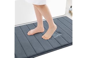 Colorxy Memory Foam Bath Mat 24x16, Ultra Soft and Absorbent Bathroom Rugs, Non-Slip, Machine Wash Dry, Thick Bath Rug Carpet for Bathroom Floor, Sink and Shower, Dark Grey