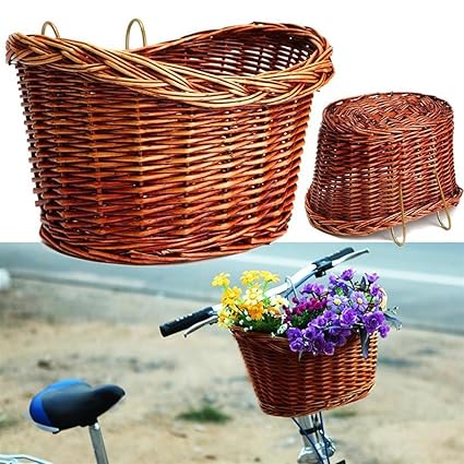 soundwinds Fahrradkorb vorne Weiden Fahrradkorb Traditionelle Weinlese Einkaufskorb für die Vorderseite des Fahrrades 3 Farbe