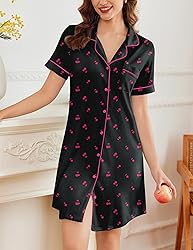 Ekouaer Nightgowns for Women Button Down Sleepshirt