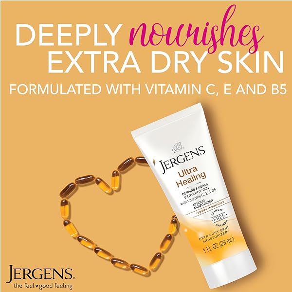 JERGENS ULTRA HEALING DRY SKIN MOISTURIZER, TRAVEL SIZE BODY AND HAND LOTION, 1 OZ (PACK OF 24)