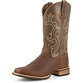 Palitutu Cowboy Boots for Women, Genuine Leather Mid Calf Embroidered Cowgirl Boots Square Toe Low Heel with Pull Tabs, Ideal for Music Festivals, Farm & Parties