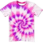 DNXFUHR Kids Tie Dye Shirt Children Size 4-10 Years Boys' Girls' Hippies Senior Tie Dye T-Shirt