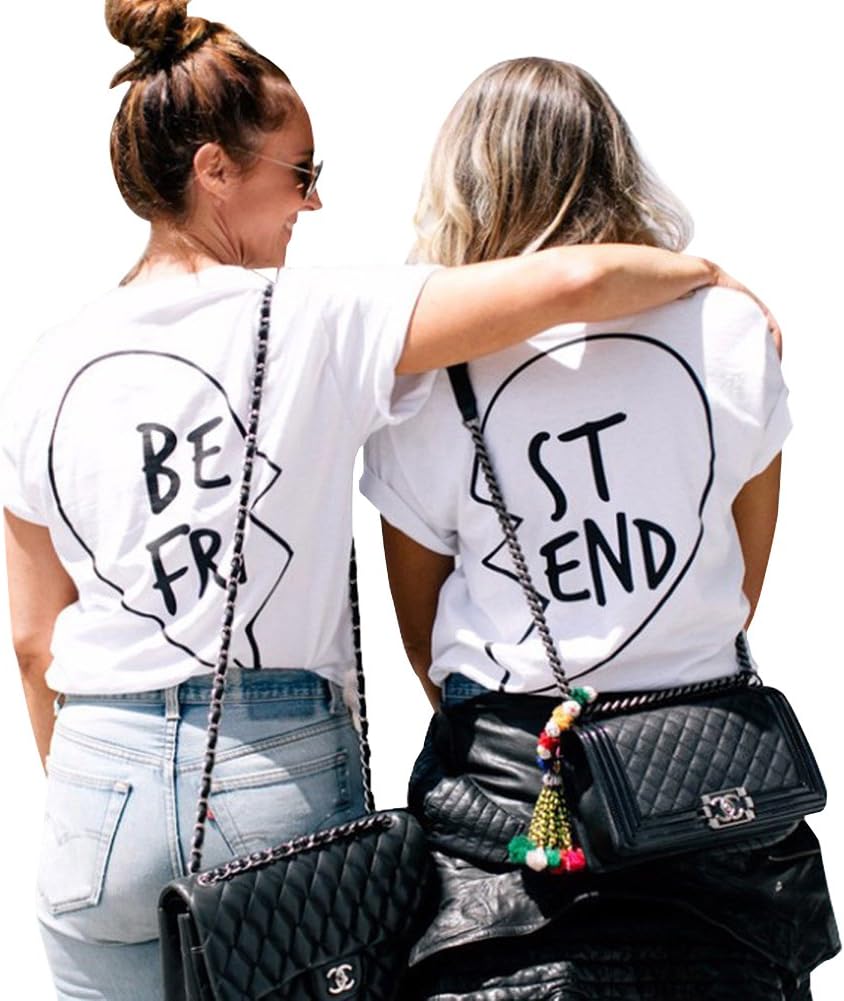 Best Friends T Shirts Women BFF Cute Funny Graphic Aesthetic Tops Clothing Teen Girls Gifts Oversized Plus Size