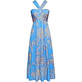 GRACE KARIN 2025 Women's Criss Cross Halterneck Sleeveless Summer Floral Print Flowy A Line Maxi Dress