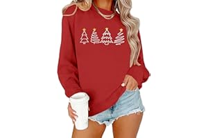Chandails de Noël pour femme - Chemise de Noël - Pull arbre de Noël - Hauts de vacances