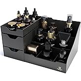 Uncluttered Designs Large Black Vanity Organizer - Countertop Mens Organizer With Drawers for Cologne, Deodorant, Beard, Shaving Lotion, Perfume & Skincare - Perfect for Bathroom & Bedroom Storage