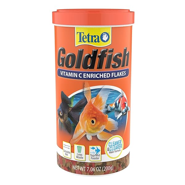 TETRA GOLDFISH FLAKES, NUTRITIONALLY BALANCED DIET FOR AQUARIUM FISH, VITAMIN C ENRICHED FLAKES, 7.06 OZ