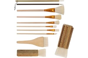 Pottery Glaze Brushes, Pottery Brushes for Glazing, 11 PCS Painting Ceramic Brush Set, Different Shape Wool Soft Bristle for 